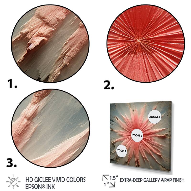 Designart "Vintage Ethereal Pink Retro Flower" Modern Midcentury